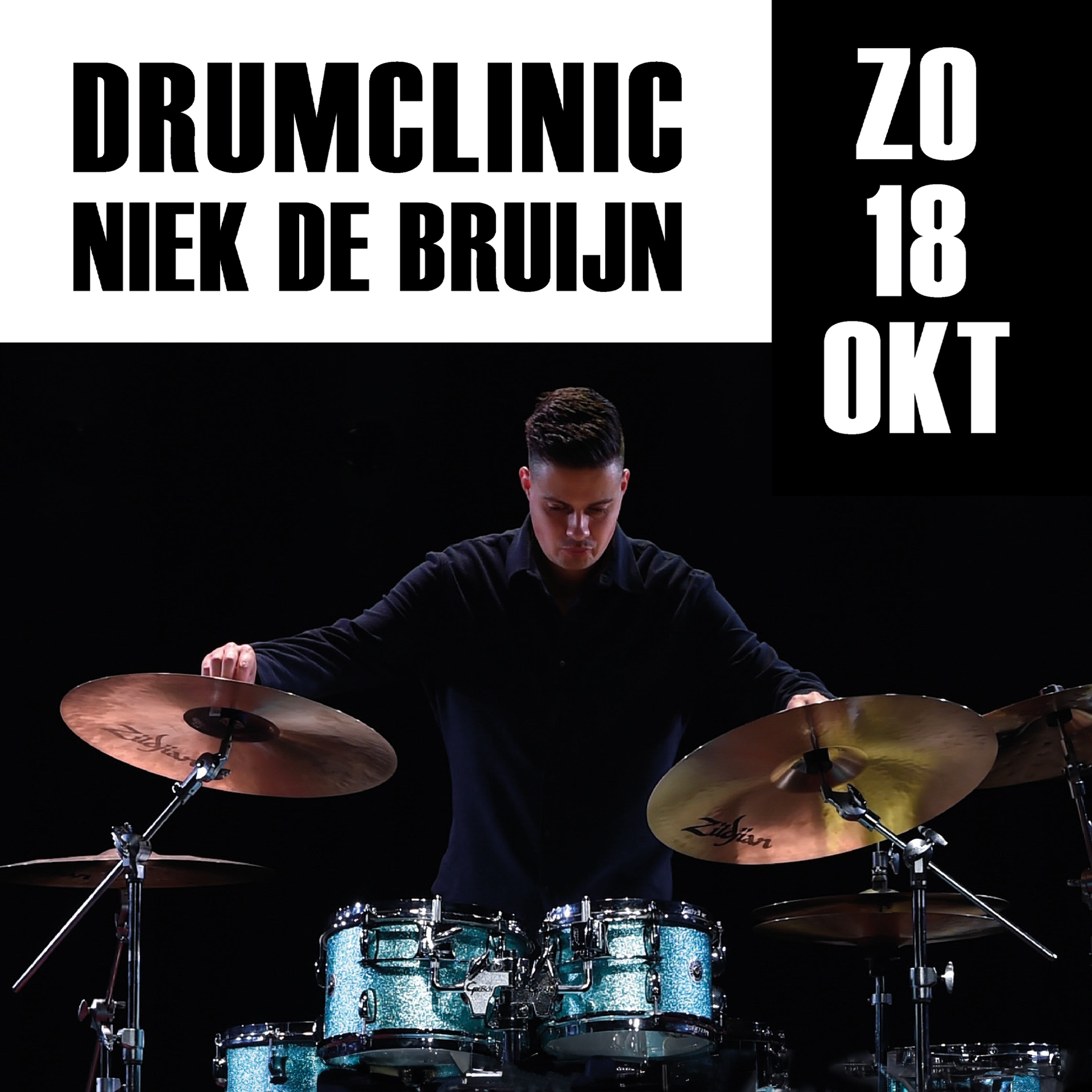 Drumclinic van Niek de Bruijn | Drummer bij o.a. Alain Clark, Candy Dulfer & Bankzitters | Gratis!